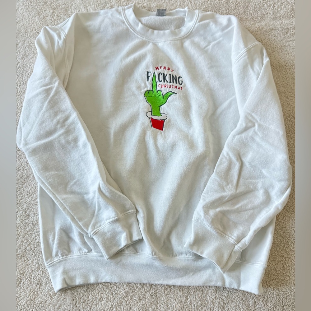 The Grinch Merry F’ing Christmas Crew Neck Sweater Size Medium